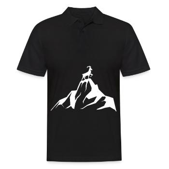 Ziege - Berg - (4) - Männer Poloshirt - Schwarz - Vorne - Kai (181cm)
