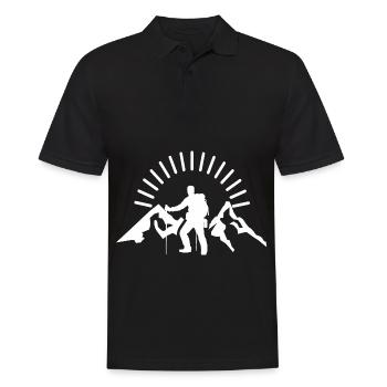 Gebirge - Wandern - (7) - Männer Poloshirt - Schwarz - Vorne - Kai (181cm)