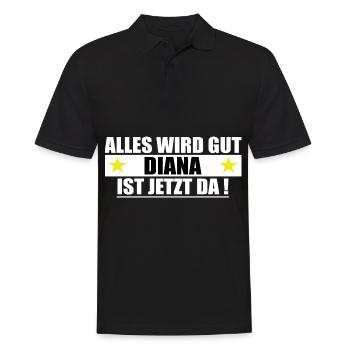 Diana Nom Prénom Anniversaire - Polo Homme - noir - Devant - Kai (181cm)