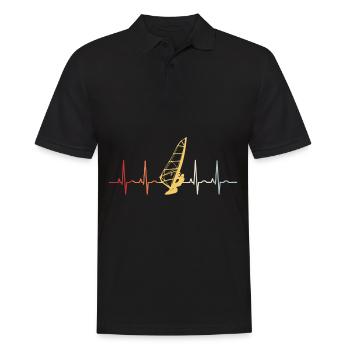 Windsurfen Windsurfing Windsurfer Retro Surfen EKG - Männer Poloshirt - Schwarz - Vorne - Kai (181cm)