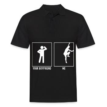 Votre ami - moi - grimper en haut à droite - Polo Homme - noir - Devant - Kai (181cm)