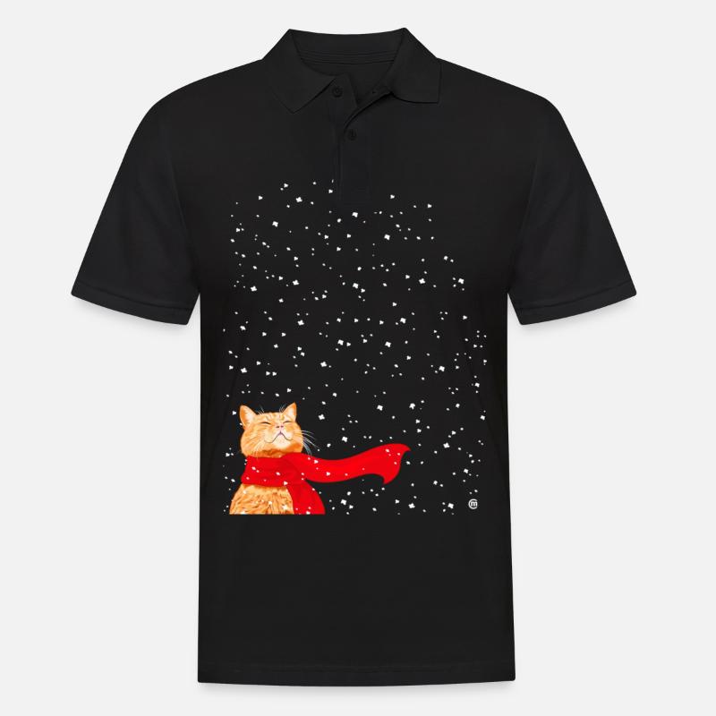 Schneekatze getigert - Männer Poloshirt - Schwarz