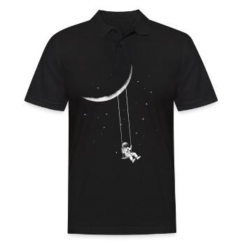 Astronaut auf Schaukel - Männer Poloshirt - Schwarz - Vorne - Kai (181cm)