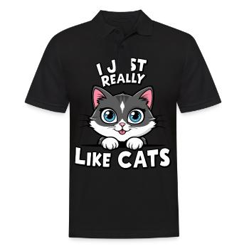Chat Chats Amoureux Chat Propriétaire Chaton - Polo Homme - noir - Devant - Kai (181cm)
