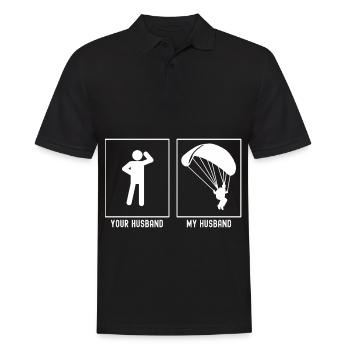 Ihr Ehemann - Mein Ehemann - Gleitschirmfliegen Re - Männer Poloshirt - Schwarz - Vorne - Kai (181cm)
