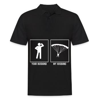 Ihr Ehemann - Mein Ehemann - Gleitschirmfliegen Re - Männer Poloshirt - Schwarz - Vorne - Kai (181cm)