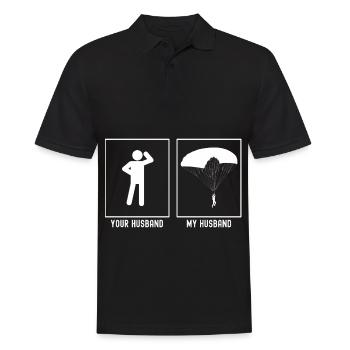 Ihr Ehemann - Mein Ehemann - Gleitschirmfliegen Re - Männer Poloshirt - Schwarz - Vorne - Kai (181cm)