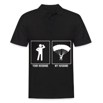 Ihr Ehemann - Mein Ehemann - Gleitschirmfliegen Ak - Männer Poloshirt - Schwarz - Vorne - Kai (181cm)