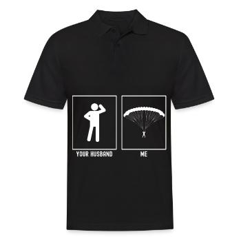 Ihr Ehemann - Ich - Gleitschirmfliegen Design - Männer Poloshirt - Schwarz - Vorne - Kai (181cm)