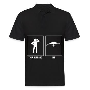 Ihr Mann - Ich - Himmelssegelflug im Anflug - Männer Poloshirt - Schwarz - Vorne - Kai (181cm)