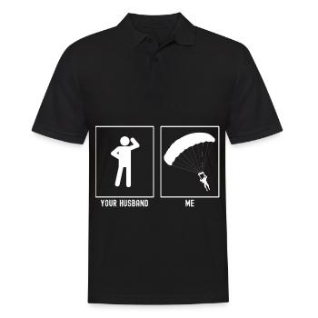 Ihr Mann - Ich - Gleitschirmfliegen Abstieg Vektor - Männer Poloshirt - Schwarz - Vorne - Kai (181cm)