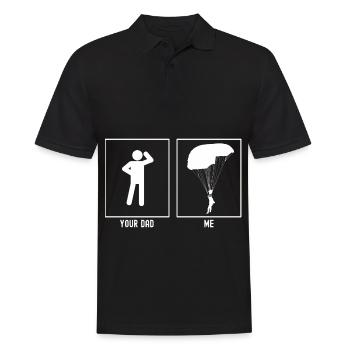 Dein Vater - Ich - Gleitschirmfliegen - Links - Männer Poloshirt - Schwarz - Vorne - Kai (181cm)