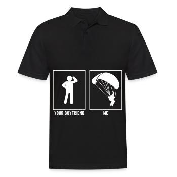 Ton ami - Moi - Atterrissage en parapente - Polo Homme - noir - Devant - Kai (181cm)
