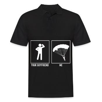 Dein Freund - Ich - Gleitschirmfliegen Landung Vek - Männer Poloshirt - Schwarz - Vorne - Kai (181cm)