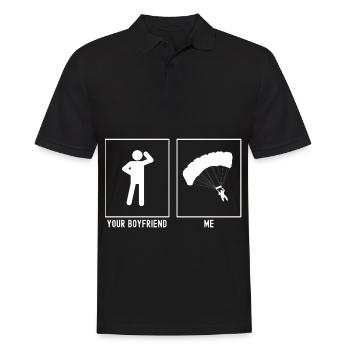 Dein Freund - Ich - Gleitschirmfliegen Design - Männer Poloshirt - Schwarz - Vorne - Kai (181cm)