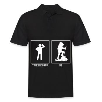 Ihr Mann - Ich - Wandern Berggipfel - Männer Poloshirt - Schwarz - Vorne - Kai (181cm)