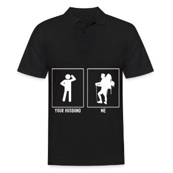 Ihr Ehemann - Ich - Wandern Vorbereitet - Männer Poloshirt - Schwarz - Vorne - Kai (181cm)