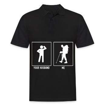 Ihr Mann - Ich - Wandern Schwer - Männer Poloshirt - Schwarz - Vorne - Kai (181cm)