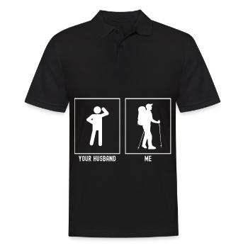 Ihr Ehemann - Ich - Wandernder Mann - Männer Poloshirt - Schwarz - Vorne - Kai (181cm)