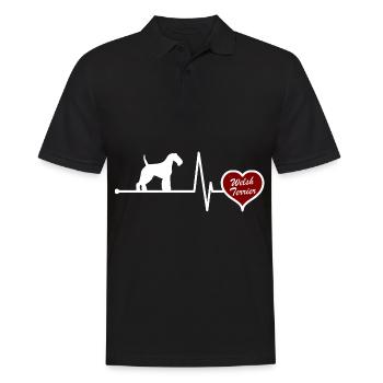 Welsh Terrier Dog Mom Heartbeat Funny - Men's Polo Shirt - black - Front - Kai (181cm)