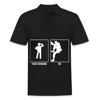 Votre mari - moi - escalade Proche Gauche - Polo Homme - noir - Devant - Kai (181cm)