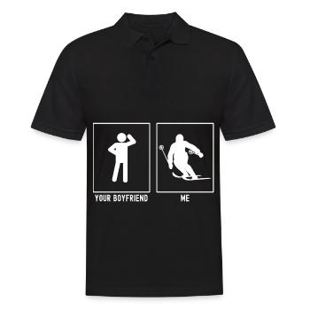 Ihr Freund - Ich - Skifahren Kurve - Männer Poloshirt - Schwarz - Vorne - Kai (181cm)