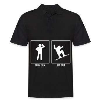 Dein Sohn - Mein Sohn - Snowboarden bergauf rechts - Männer Poloshirt - Schwarz - Vorne - Kai (181cm)
