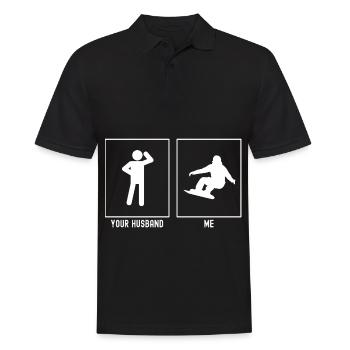 Votre mari - Moi - Professionnel du snowboard - Polo Homme - noir - Devant - Kai (181cm)
