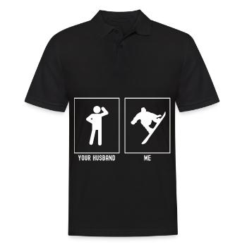 Votre mari - moi - Snowboarding Trick - Polo Homme - noir - Devant - Kai (181cm)