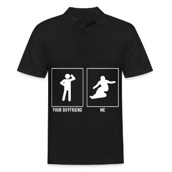 Dein Freund - Ich - Snowboarding Design - Männer Poloshirt - Schwarz - Vorne - Kai (181cm)