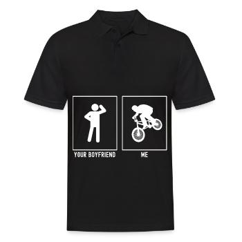 Dein Freund - Ich - Mountainbiking - Männer Poloshirt - Schwarz - Vorne - Kai (181cm)