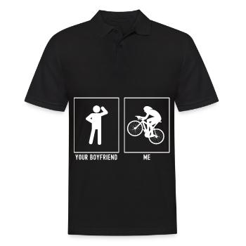 Votre ami - Moi - Illustration de montée à vélo - Polo Homme - noir - Devant - Kai (181cm)