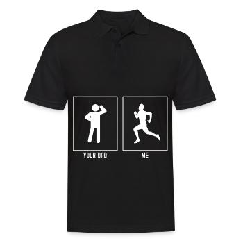 Dein Vater - Ich - Laufender Mann - Männer Poloshirt - Schwarz - Vorne - Kai (181cm)