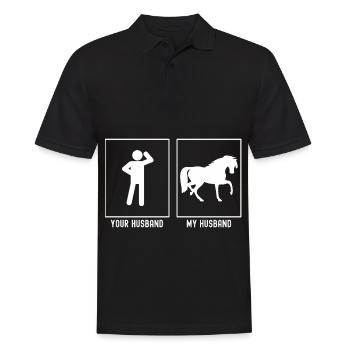 Ihr Ehemann - Mein Ehemann - Pferd auf einem Bein - Männer Poloshirt - Schwarz - Vorne - Kai (181cm)