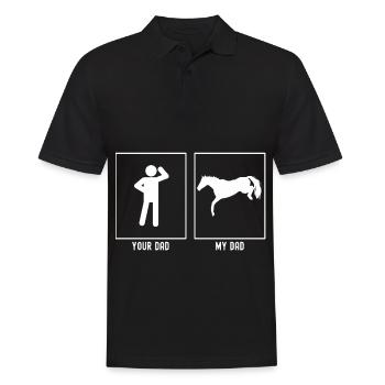 Her father - My father - Horse jumping - Men's Polo Shirt - black - Front - Kai (181cm)