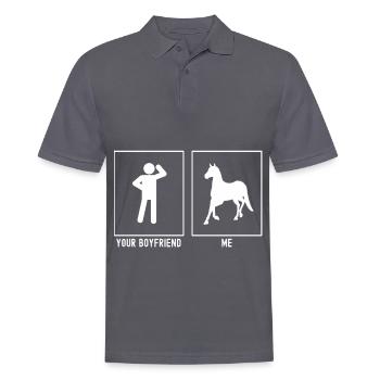 Votre ami - moi - cheval au trot - Polo Homme - charbon - Devant - Nico (186cm)