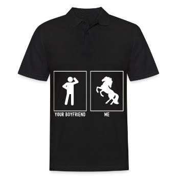Dein Freund - Ich - Pferd stehend auf zwei Beinen - Männer Poloshirt - Schwarz - Vorne - Kai (181cm)