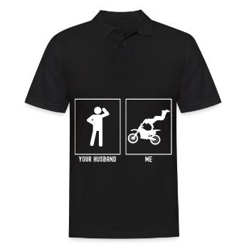 Votre mari - moi - moto super extrême - Polo Homme - noir - Devant - Kai (181cm)
