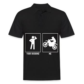 Your husband - me - motorcycle uphill - Men's Polo Shirt - black - Front - Kai (181cm)