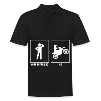 Votre ami - Moi - Astuce de moto Wheelie - Polo Homme - noir - Devant - Kai (181cm)