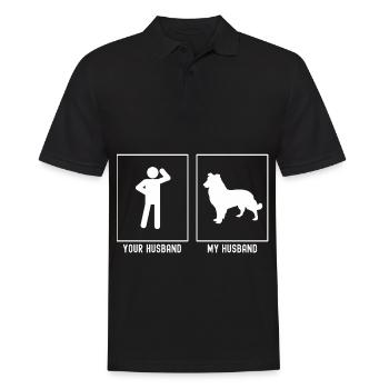 Ihr Ehemann - Mein Ehemann - Wartender Hund - Männer Poloshirt - Schwarz - Vorne - Kai (181cm)