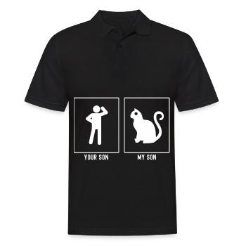 Ihr Sohn - Mein Sohn - Katze Vektor - Männer Poloshirt - Schwarz - Vorne - Kai (181cm)