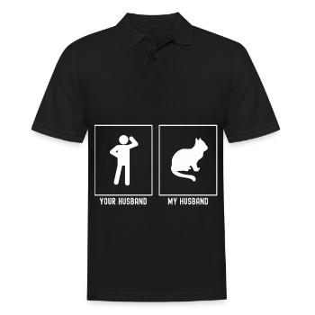 Your Husband - My Husband - Patient Cat - Men's Polo Shirt - black - Front - Kai (181cm)