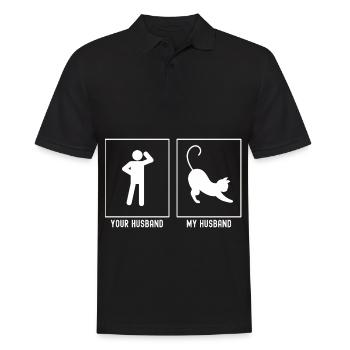 Your Husband - My Husband - Cat Stretch - Men's Polo Shirt - black - Front - Kai (181cm)