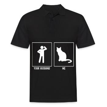 Your husband - me - cat watching - Men's Polo Shirt - black - Front - Kai (181cm)