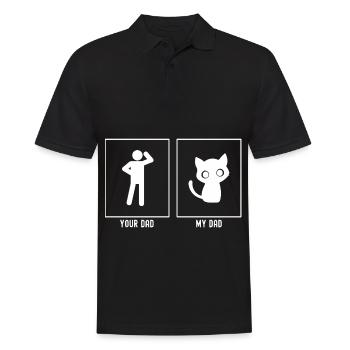 Dein Vater - Mein Vater - Cartoon Katze - Männer Poloshirt - Schwarz - Vorne - Kai (181cm)
