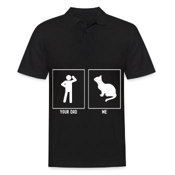 Dein Vater - Ich - Katze geduldig wartend - Männer Poloshirt - Schwarz - Vorne - Kai (181cm)