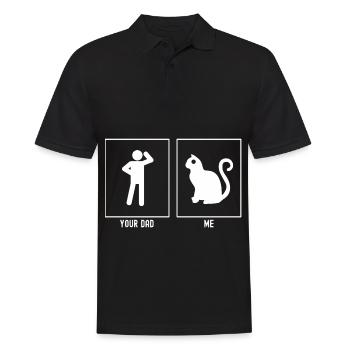 Dein Vater - Ich - Große Katze - Männer Poloshirt - Schwarz - Vorne - Kai (181cm)