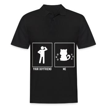 Activités de votre ami - moi - chat - Polo Homme - noir - Devant - Kai (181cm)