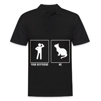 Votre ami - moi - chat qui regarde - Polo Homme - noir - Devant - Kai (181cm)
